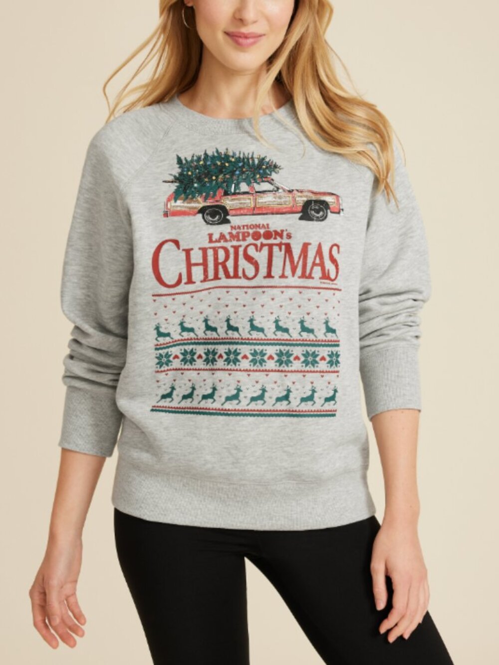 National Lampoon Christmas Relaxed Fit Sweatshirt Gray 1X